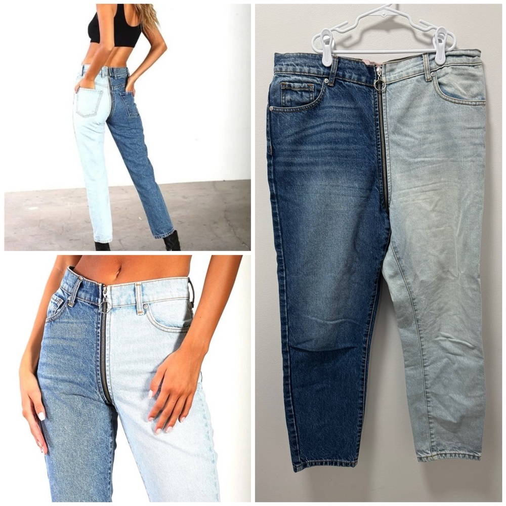 Revice Size 32 Zippered Two-Tone Denim Jeans